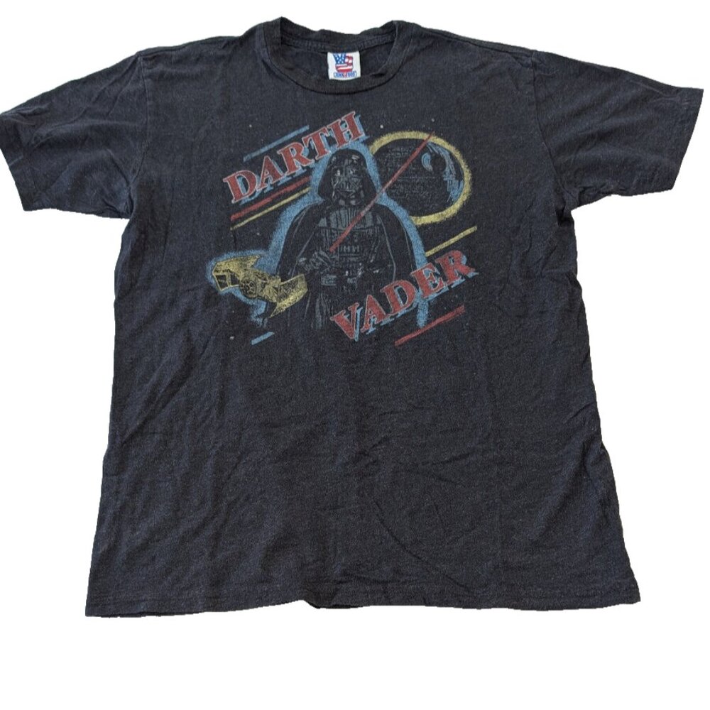 Darth Vader T-Shirt Junk Food Star Wars Charcoal Grey Vintage Distressed Graphic